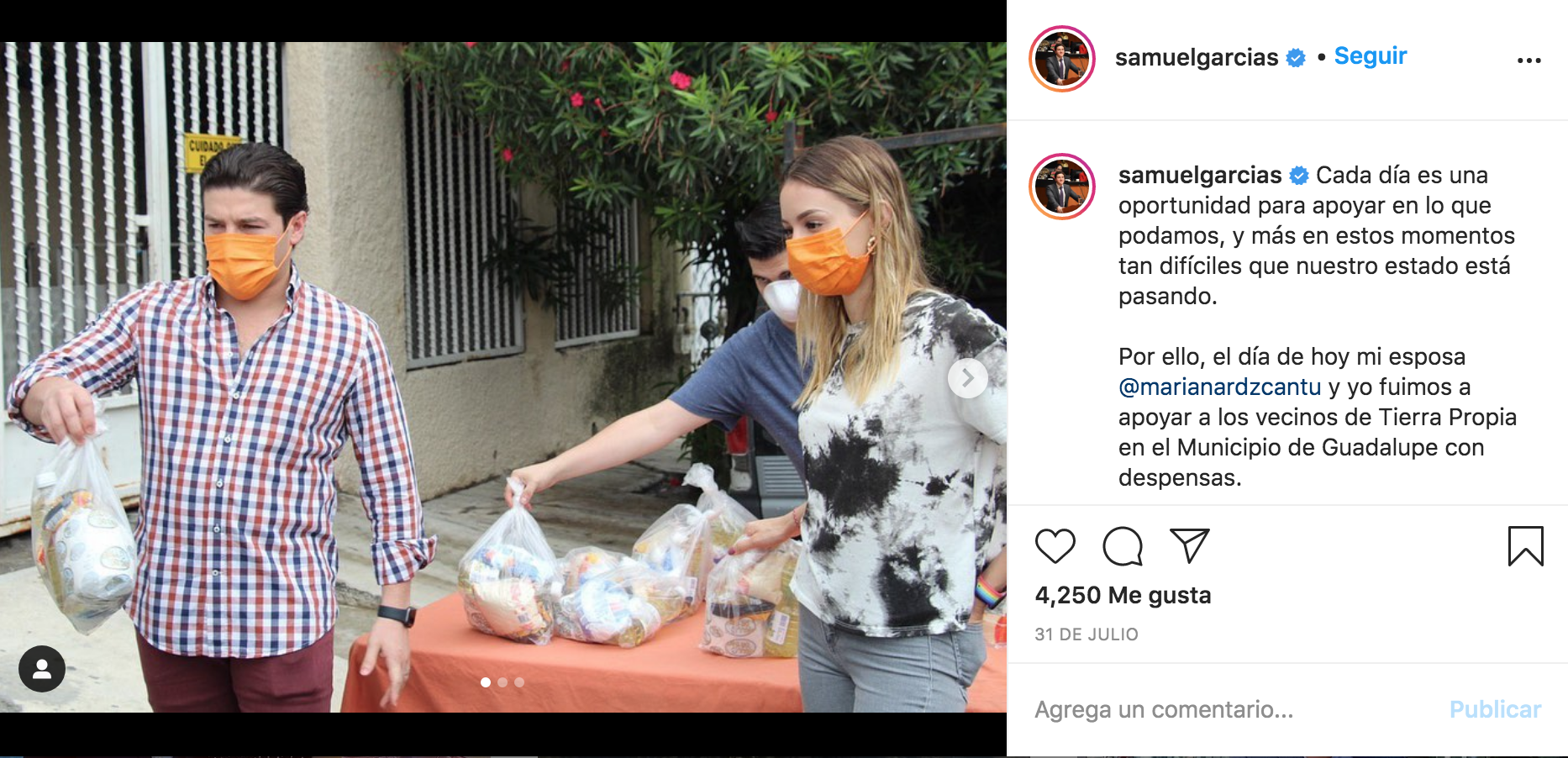 Señalan a Mariana Rodríguez de posiblemente haber contagiado a gente vulnerable en Monterrey