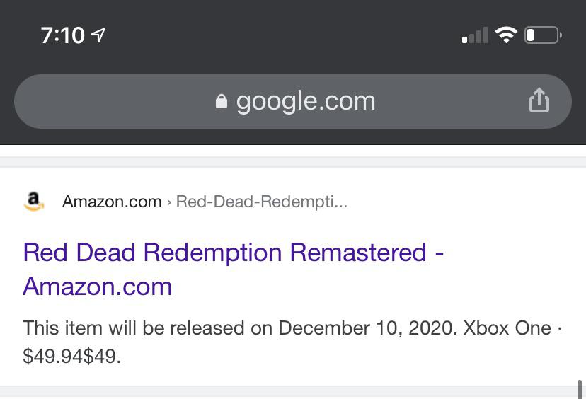 Red Dead Redemption remaster Amazon