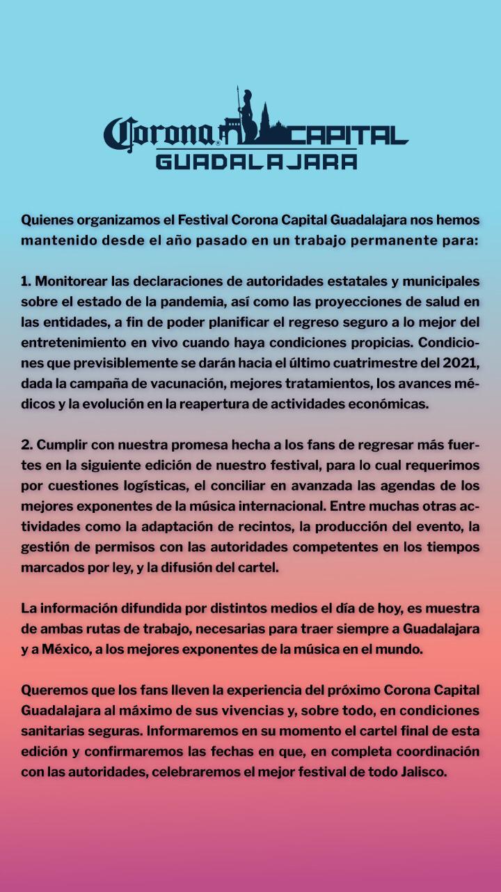 ¿Sí se hace? Corona Capital Guadalajara revela detalles de la edición 2021